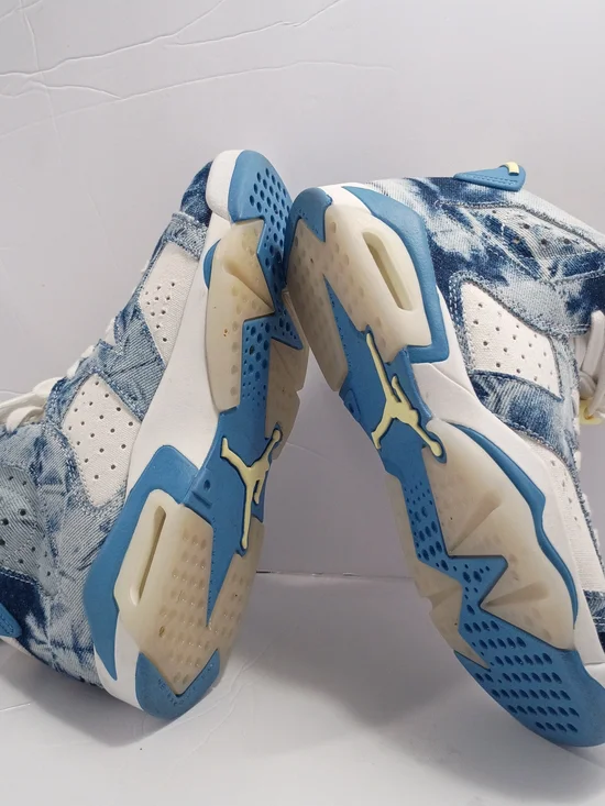 Nike Kids' Air Jordan Retro Denim White/Blue Sneakers - Picture 6 of 9